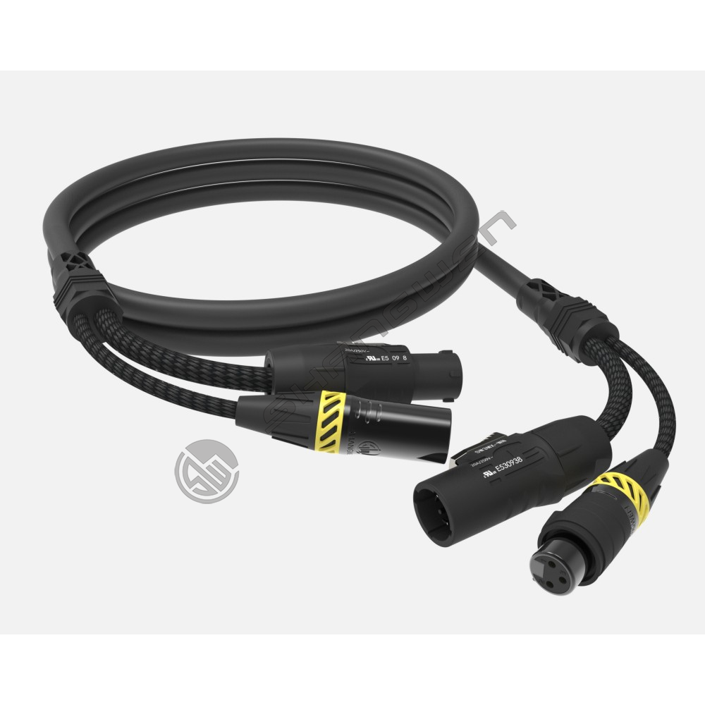 Black outdoor Power+XLR combination cable